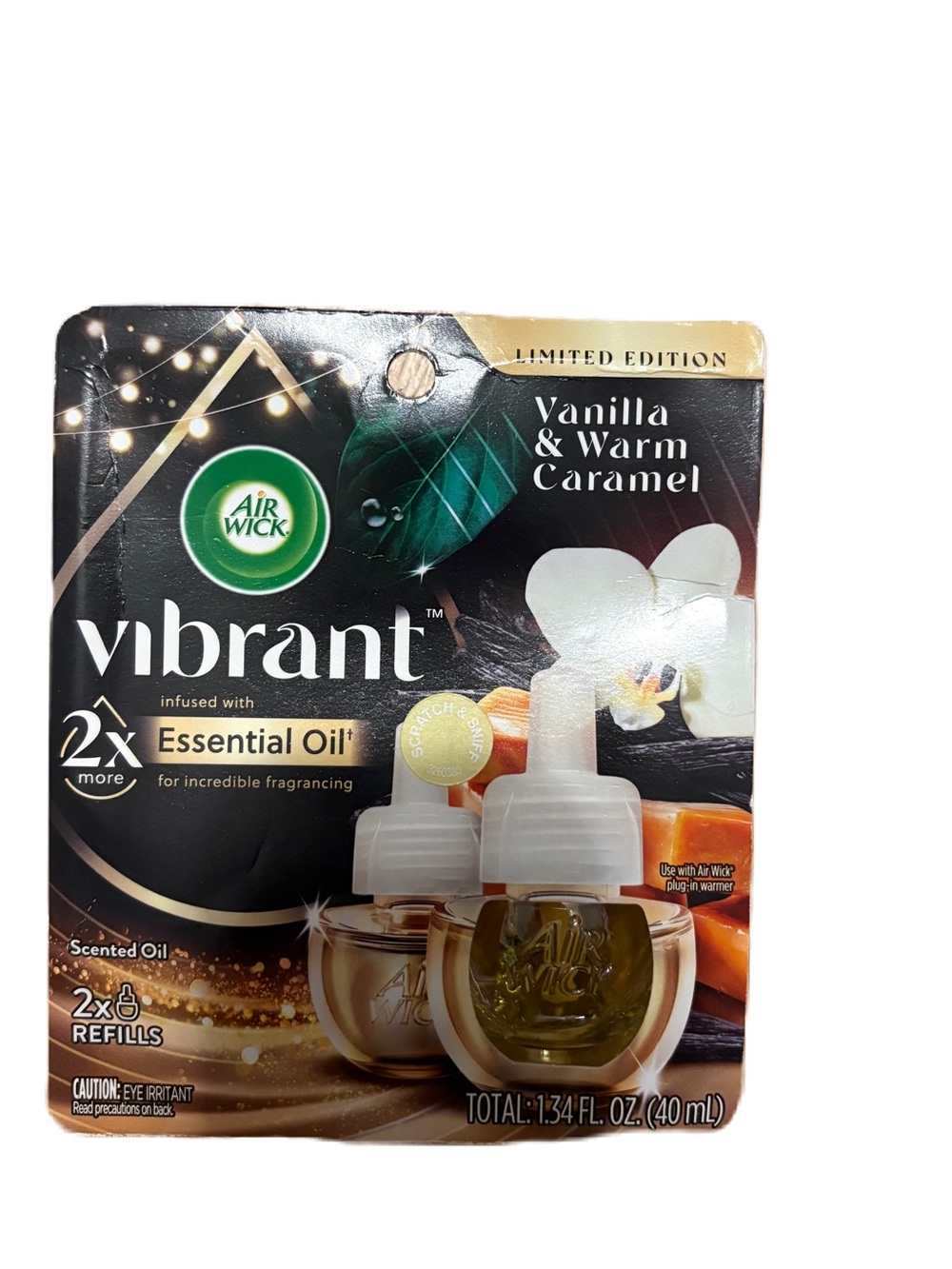 Air Wick Vibrant Vanilla & Warm Caramel Scented Oil Refills NEW 2 Pack